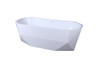 Elegant Kitchen and Bath BT21167GW 67 inch soaking diamond style bathtub in glossy white