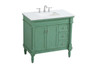 Elegant Kitchen and Bath VF13036VM-VW 36 inch Single Bathroom vanity in vintage mint with ivory white engineered marble