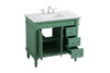 Elegant Kitchen and Bath VF13036VM-VW 36 inch Single Bathroom vanity in vintage mint with ivory white engineered marble