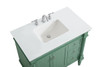 Elegant Kitchen and Bath VF13036VM-VW 36 inch Single Bathroom vanity in vintage mint with ivory white engineered marble