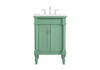 Elegant Kitchen and Bath VF13024VM-VW 24 inch Single Bathroom vanity in vintage mint with ivory white engineered marble