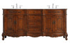 Elegant Kitchen and Bath VF10172DTK-VW 72 inch Double Bathroom vanity in Teak with ivory white engineered marble
