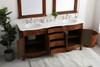 Elegant Kitchen and Bath VF10172DTK-VW 72 inch Double Bathroom vanity in Teak with ivory white engineered marble