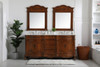 Elegant Kitchen and Bath VF10172DTK-VW 72 inch Double Bathroom vanity in Teak with ivory white engineered marble