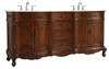 Elegant Kitchen and Bath VF10172DTK-VW 72 inch Double Bathroom vanity in Teak with ivory white engineered marble