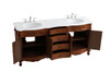 Elegant Kitchen and Bath VF10172DTK-VW 72 inch Double Bathroom vanity in Teak with ivory white engineered marble