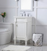 Elegant Kitchen and Bath VF13018AW-VW 18 inch Single Bathroom vanity in antique white with ivory white engineered marble