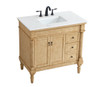 Elegant Kitchen and Bath VF13036AB-VW 36 inch Single Bathroom vanity in Antique Beige with ivory white engineered marble