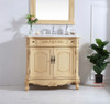 Elegant Kitchen and Bath VF10136LT-VW 36 inch Single Bathroom vanity in light antique beige with ivory white engineered marble