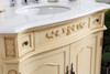 Elegant Kitchen and Bath VF10136LT-VW 36 inch Single Bathroom vanity in light antique beige with ivory white engineered marble