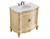 Elegant Kitchen and Bath VF10136LT-VW 36 inch Single Bathroom vanity in light antique beige with ivory white engineered marble