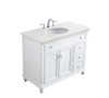 Elegant Kitchen and Bath VF12342AW-VW 42 inch Single Bathroom vanity in antique white with ivory white engineered marble