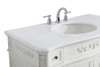Elegant Kitchen and Bath VF10142AW-VW 42 inch Single Bathroom vanity in Antique White with ivory white engineered marble