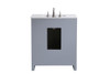 Elegant Kitchen and Bath VF-1028-VW 30 inch Single Bathroom vanity in Grey with ivory white engineered marble