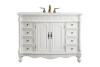 Elegant Kitchen and Bath VF-1039-VW 48 inch Single Bathroom vanity in Antique White with ivory white engineered marble