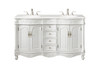 Elegant Kitchen and Bath VF-1049-VW 60 inch Double Bathroom vanity in Antique white with ivory white engineered marble