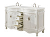 Elegant Kitchen and Bath VF-1049-VW 60 inch Double Bathroom vanity in Antique white with ivory white engineered marble