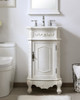 Elegant Kitchen and Bath VF10119AW-VW 19 inch Single Bathroom vanity in antique white with ivory white engineered marble