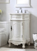 Elegant Kitchen and Bath VF10119AW-VW 19 inch Single Bathroom vanity in antique white with ivory white engineered marble