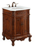 Elegant Kitchen and Bath VF-1005-VW 24 inch Single Bathroom vanity in Brown with ivory white engineered marble