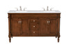 Elegant Kitchen and Bath VF13060DWT-VW 60 inch Single Bathroom vanity in Walnut with ivory white engineered marble