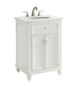 Elegant Kitchen and Bath VF12324AW-VW 24 inch Single Bathroom vanity in Antique White with ivory white engineered marble