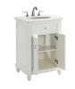 Elegant Kitchen and Bath VF12324AW-VW 24 inch Single Bathroom vanity in Antique White with ivory white engineered marble