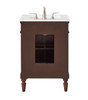 Elegant Kitchen and Bath VF13024WT-VW 24 inch Single Bathroom vanity in Walnut with ivory white engineered marble