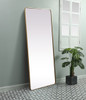 Elegant Decor MR803272BR Soft Corner Metal Rectangle Mirror 32x72 Inch in Brass