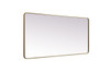 Elegant Decor MR803272BR Soft Corner Metal Rectangle Mirror 32x72 Inch in Brass
