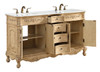 Elegant Kitchen and Bath VF10160DAB-VW 60 inch Double Bathroom vanity in Antique Beige with ivory white engineered marble
