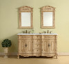 Elegant Kitchen and Bath VF10160DAB-VW 60 inch Double Bathroom vanity in Antique Beige with ivory white engineered marble