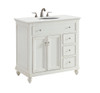 Elegant Kitchen and Bath VF12336AW-VW 36 inch Single Bathroom vanity in Antique White with ivory white engineered marble