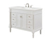 Elegant Kitchen and Bath VF13042AW-VW 42 inch Single Bathroom vanity in Antique White with ivory white engineered marble