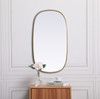 Elegant Decor MR2B2036BRS Metal Frame Oval Mirror 20x36 Inch in Brass