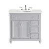 Elegant Kitchen and Bath VF12336GR-VW 36 inch Single Bathroom vanity in Light Grey with ivory white engineered marble