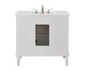 Elegant Kitchen and Bath VF13036AW-VW 36 inch Single Bathroom vanity in Antique White with ivory white engineered marble