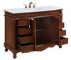 Elegant Kitchen and Bath VF-1040-VW 48 inch Single Bathroom vanity in Teak Color with ivory white engineered marble