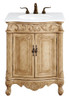 Elegant Kitchen and Bath VF-1002-VW 27 inch Single Bathroom vanity in Antique Beige with ivory white engineered marble