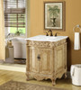 Elegant Kitchen and Bath VF-1002-VW 27 inch Single Bathroom vanity in Antique Beige with ivory white engineered marble