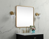 Elegant Decor MR803030BR Soft corner metal square mirror 30x30 inch in Brass