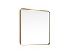 Elegant Decor MR803030BR Soft corner metal square mirror 30x30 inch in Brass