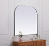 Elegant Decor MR1B4038SIL Metal Frame Arch Mirror 40x38 Inch in Silver