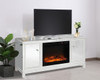 Elegant Decor MF701WH-F1 60 in. mirrored TV stand with wood fireplace insert in white