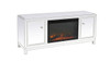 Elegant Decor MF701WH-F1 60 in. mirrored TV stand with wood fireplace insert in white