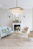 Elegant Lighting 1201S34SG/RC Sydney 34 inch square crystal chandelier in satin gold