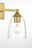 Living District LD7307W15BRA Gianni 2 light Brass and Clear Bath Sconce