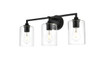 Living District LD7315W23BLK Mayson 3 light Black and Clear Bath Sconce