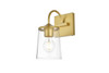 Living District LD7313W5BRA Avani 1 light Brass and Clear Bath Sconce