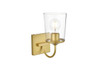 Living District LD7313W5BRA Avani 1 light Brass and Clear Bath Sconce